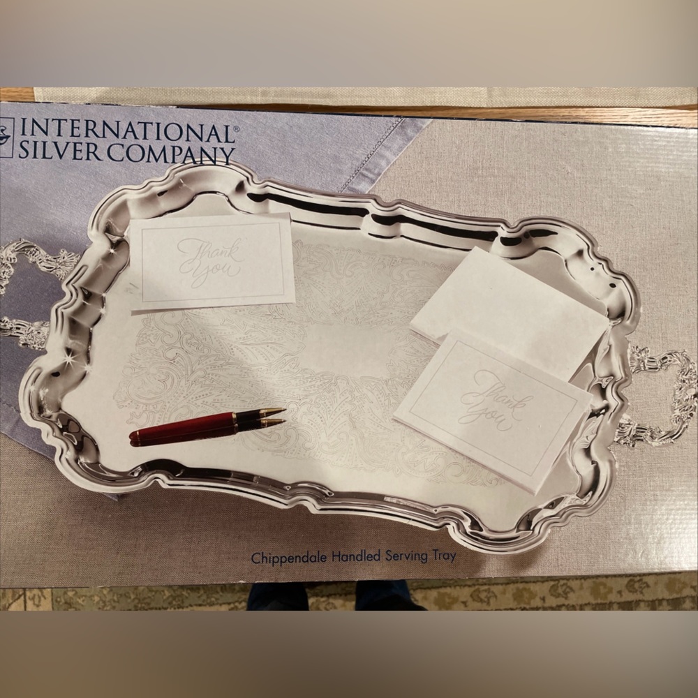 NIB International Silver Company Chippendale Handled Serving Tray